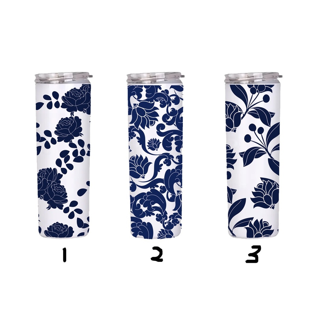 Personalized blue-and-white pic Semi handmade 20oz stainless straight bottle